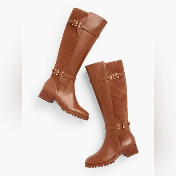 Women's Talbots Tish Tall Quilted Leather Lug Boots, Size 6.5 M - Picture 1 of 17